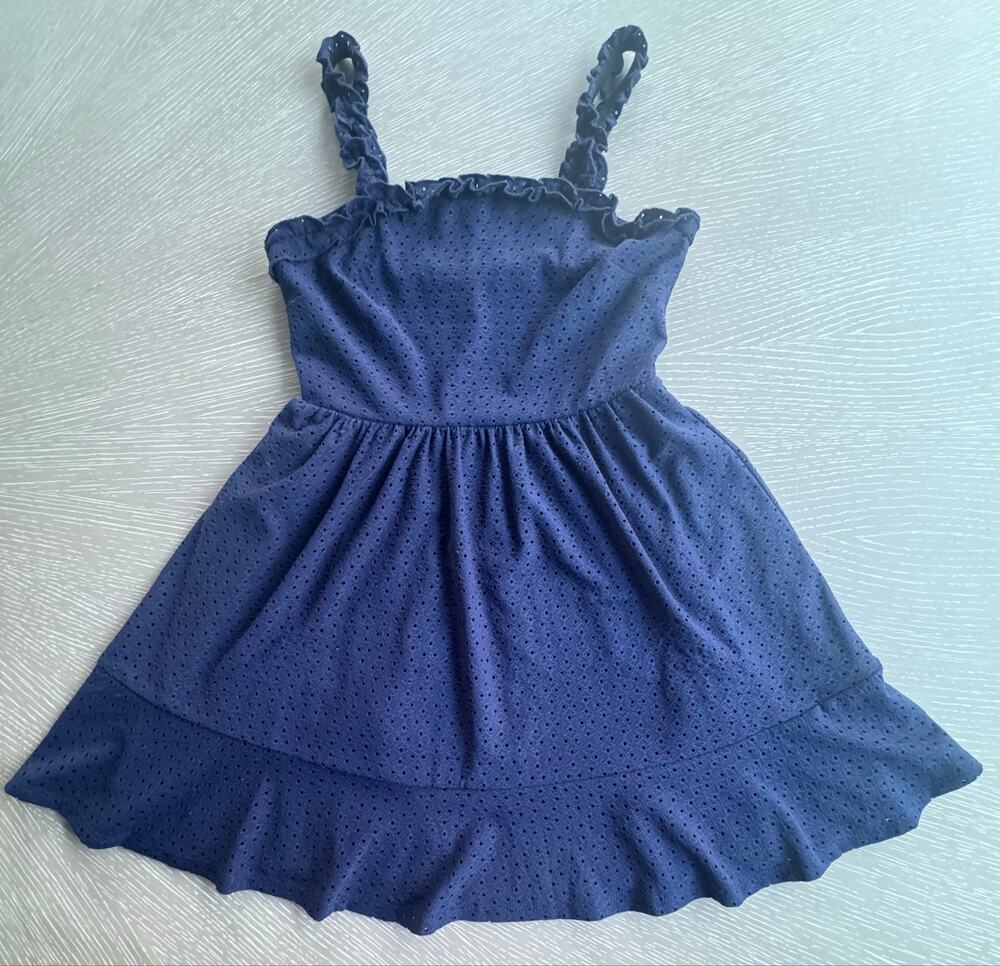Speechless Junior's Navy Blue Faux-Eyelet Ruffle Fit & Flare Mini Dress Small